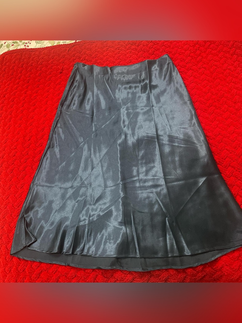 SHEIN Black Satin A-Line Skirt